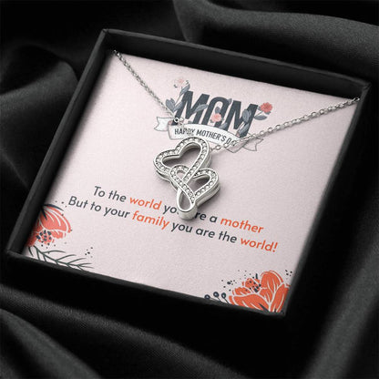 To The World You Are A Mother -  Double Hearts Necklace