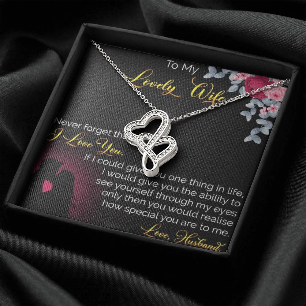 To My Lovely Wife 1 Double Hearts Necklace