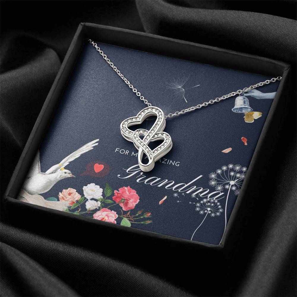 To My Amazing Grandma Necklace  To My Badass Grandmother Necklace  Gifts For Grandma  Grand Mother Necklace  From Gran Double Hearts Necklace