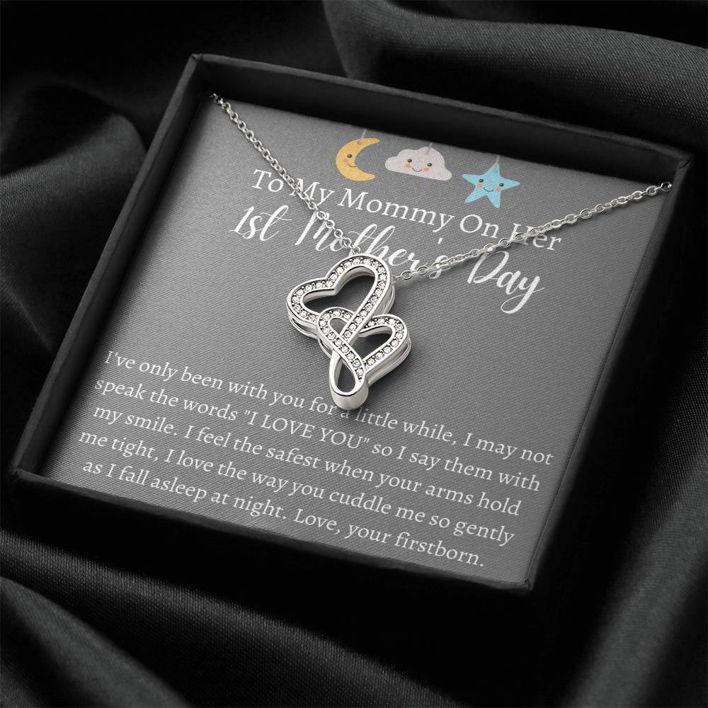 To My Mommy On Her 1St Mother's Day - Double Heart Necklace Double Hearts Necklace