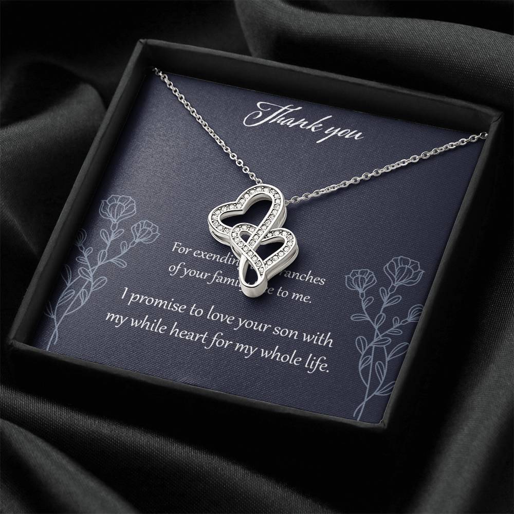 Thank You For Extending The Branch Of Your Family Double Hearts Necklace