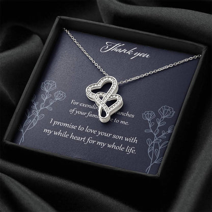 Thank You For Extending The Branch Of Your Family Double Hearts Necklace