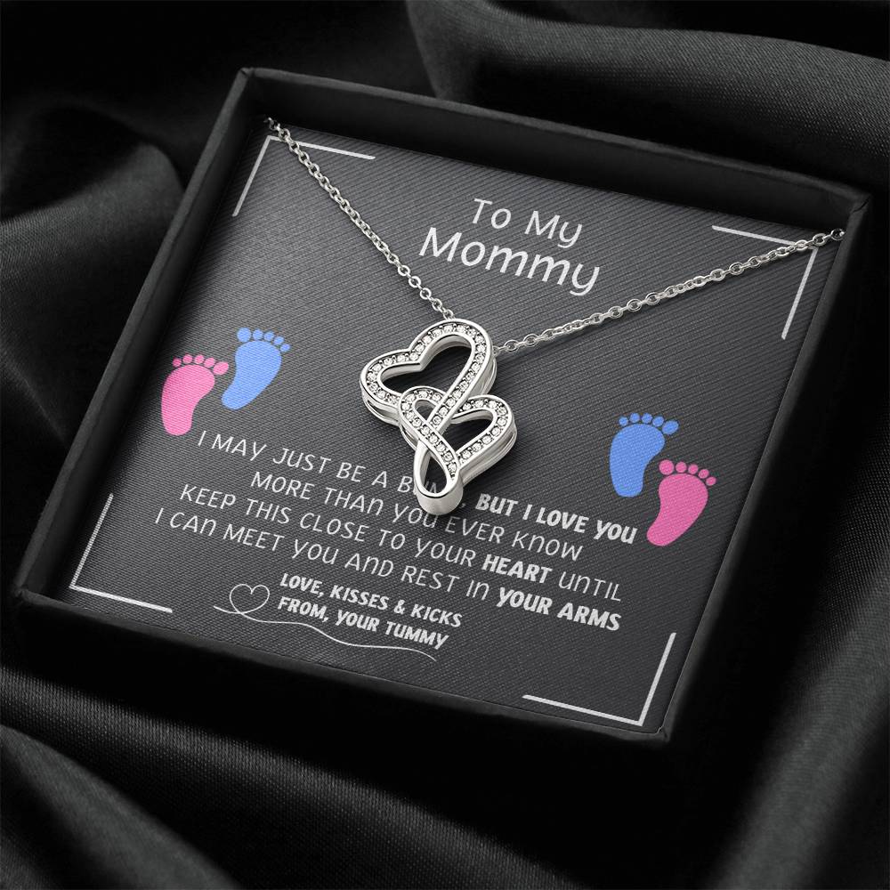 New Mommy Necklace New Mom Gift Mom To Be Baby Shower Gift First Time Mom Pregnancy Gift Gender Reveal Ideas New Mommy Double Hearts Necklace