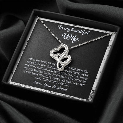 To My Beautiful Wife From The Moment We Met - Grunge Double Hearts Necklace
