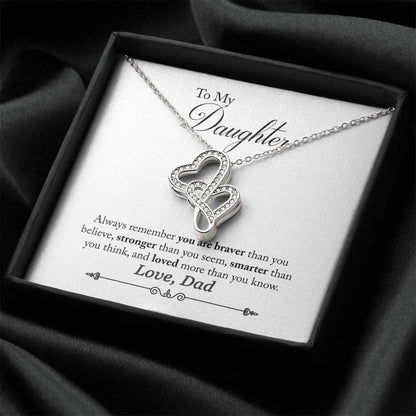 To My Daughter - Always Remember This! Double Hearts Necklace