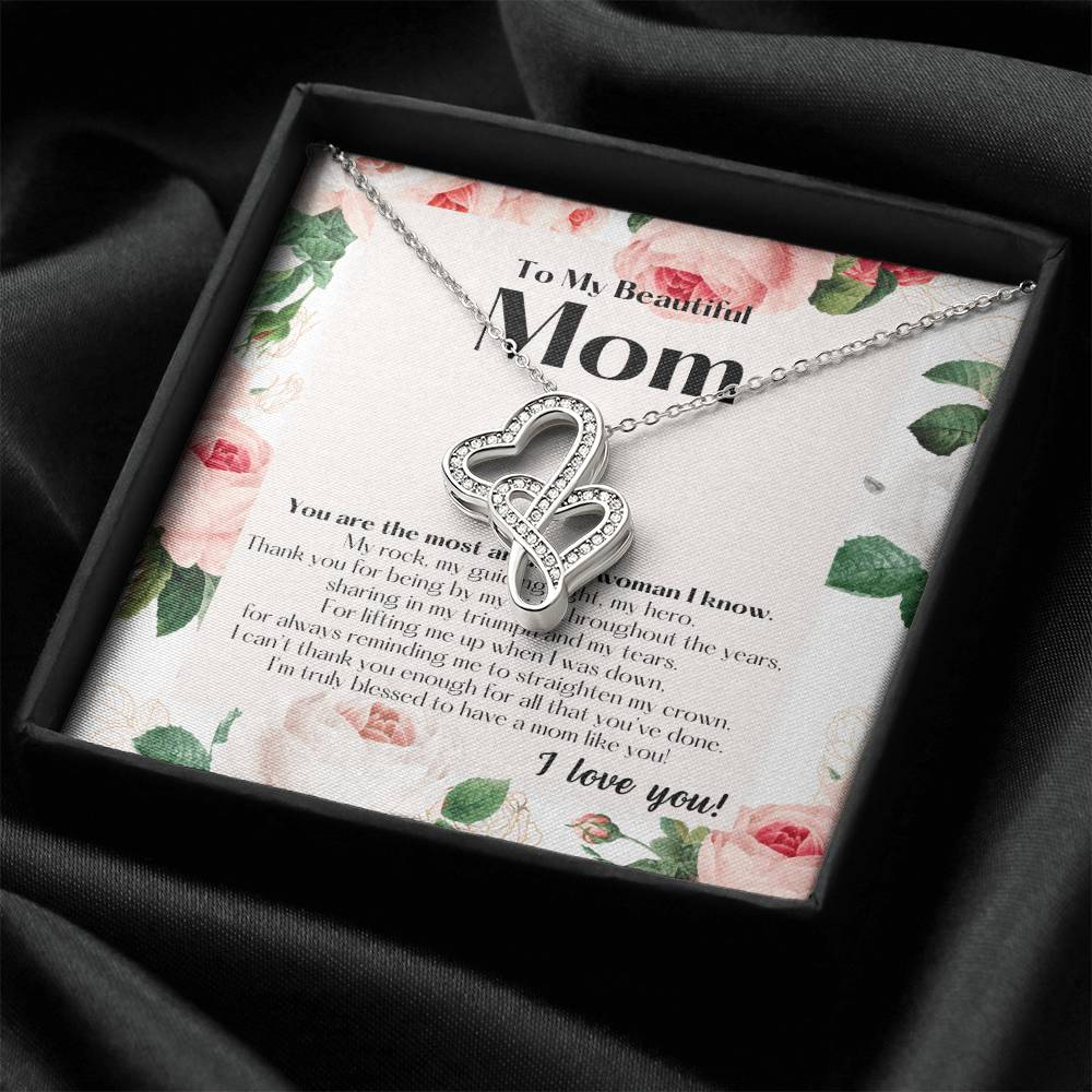 To My Beautiful Mom Necklace  To My Badass Mom Necklace  Badass Mom Gift  Mother’S Day Gift  Birthday Gift  Gift From  Double Hearts Necklace