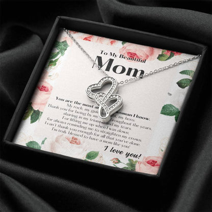 To My Beautiful Mom Necklace  To My Badass Mom Necklace  Badass Mom Gift  Mother’S Day Gift  Birthday Gift  Gift From  Double Hearts Necklace