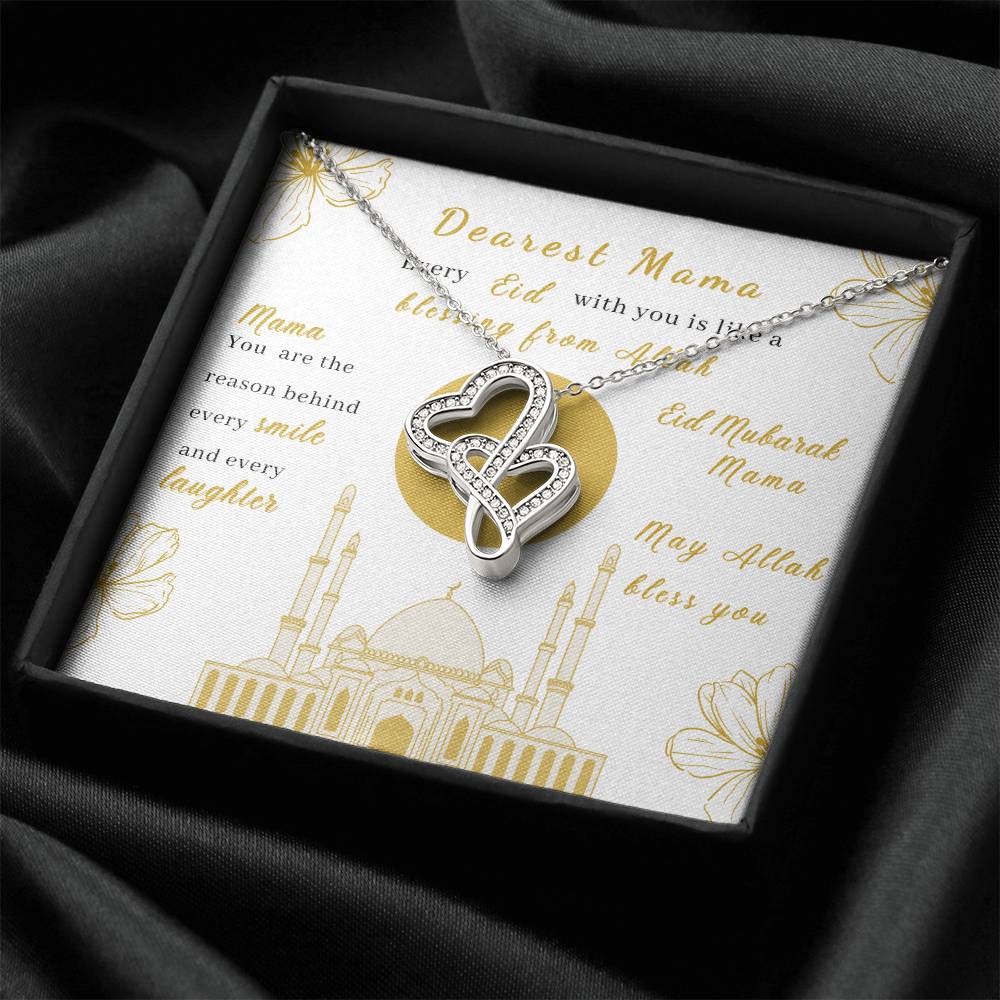 Beautiful Eid Gift For Mama- Blessing From Allah - Double Hearts Necklace