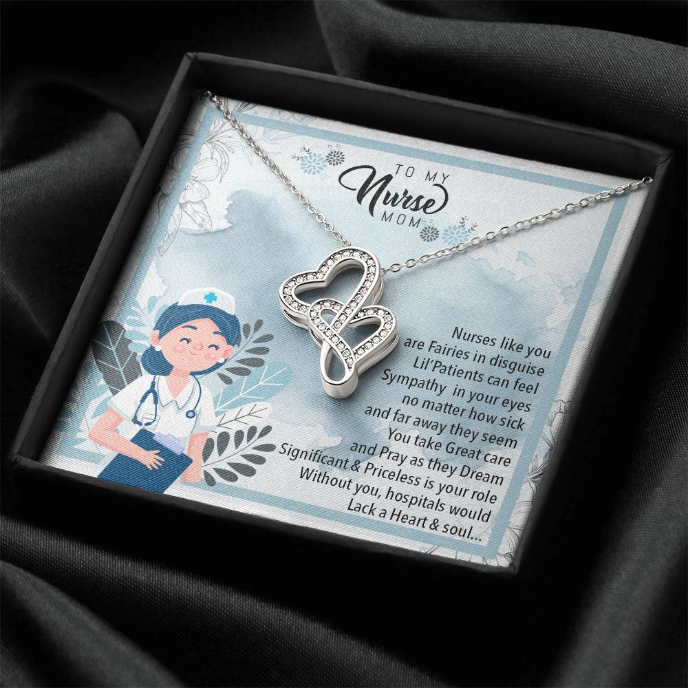 To My Strong Nurse Mom Double Hearts Necklace