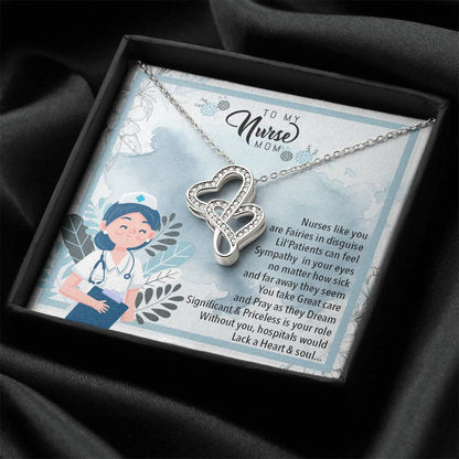 To My Strong Nurse Mom Double Hearts Necklace