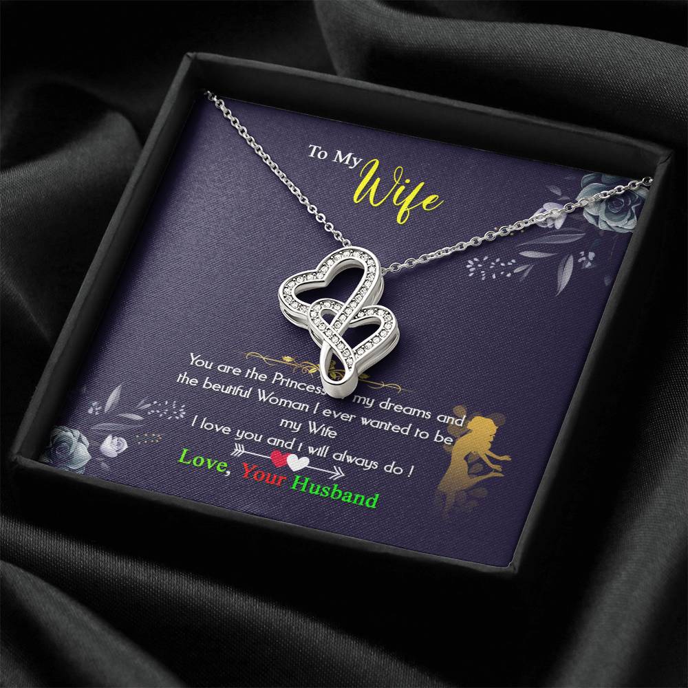 My Wife My Princess Gorgeous ! Double Hearts Necklace