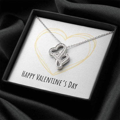 To My Girlfriend Double Hearts Necklace