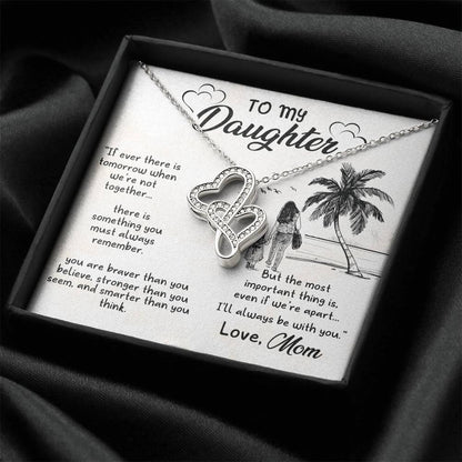To My Daughter Necklace Double Hearts Necklace