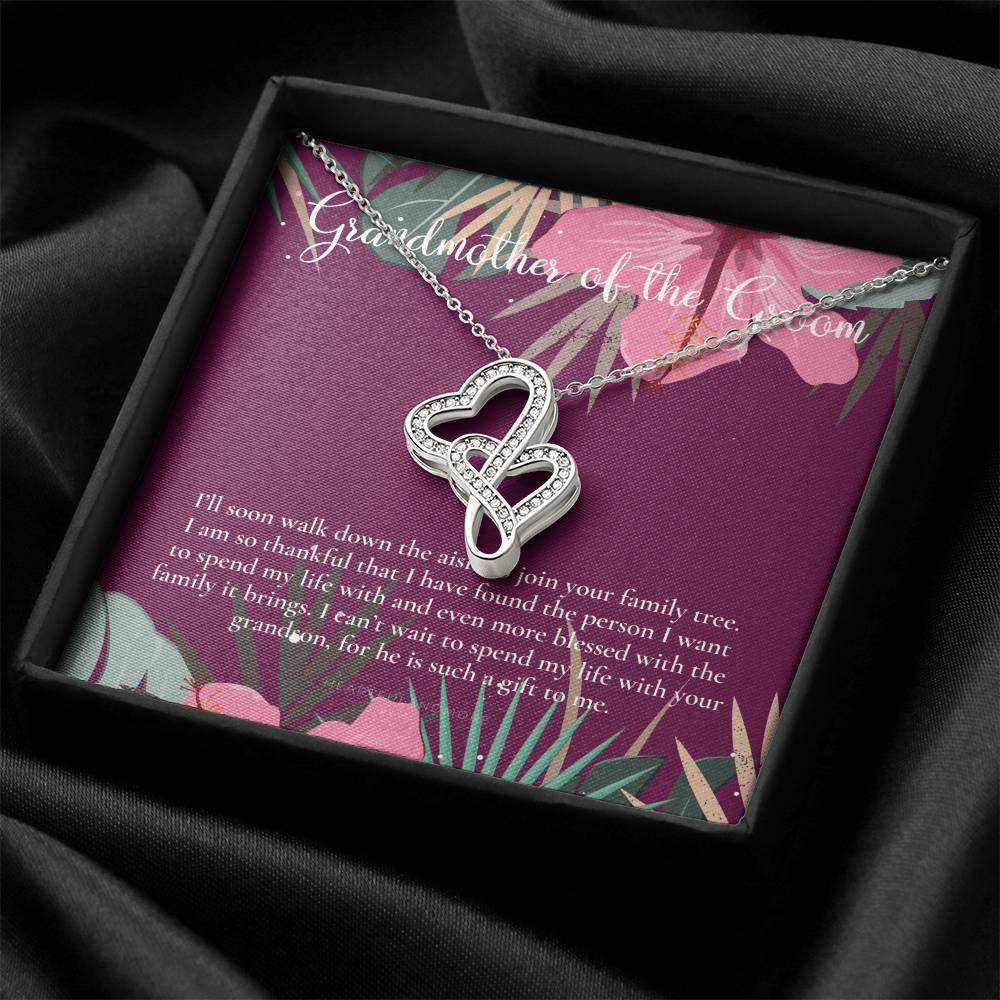 Grandmother Of The Groom Gift Necklace Grandma Wedding Gift Nana Bridal Shower Rehearsal Dinner Thank You Gift Double Hearts Necklace