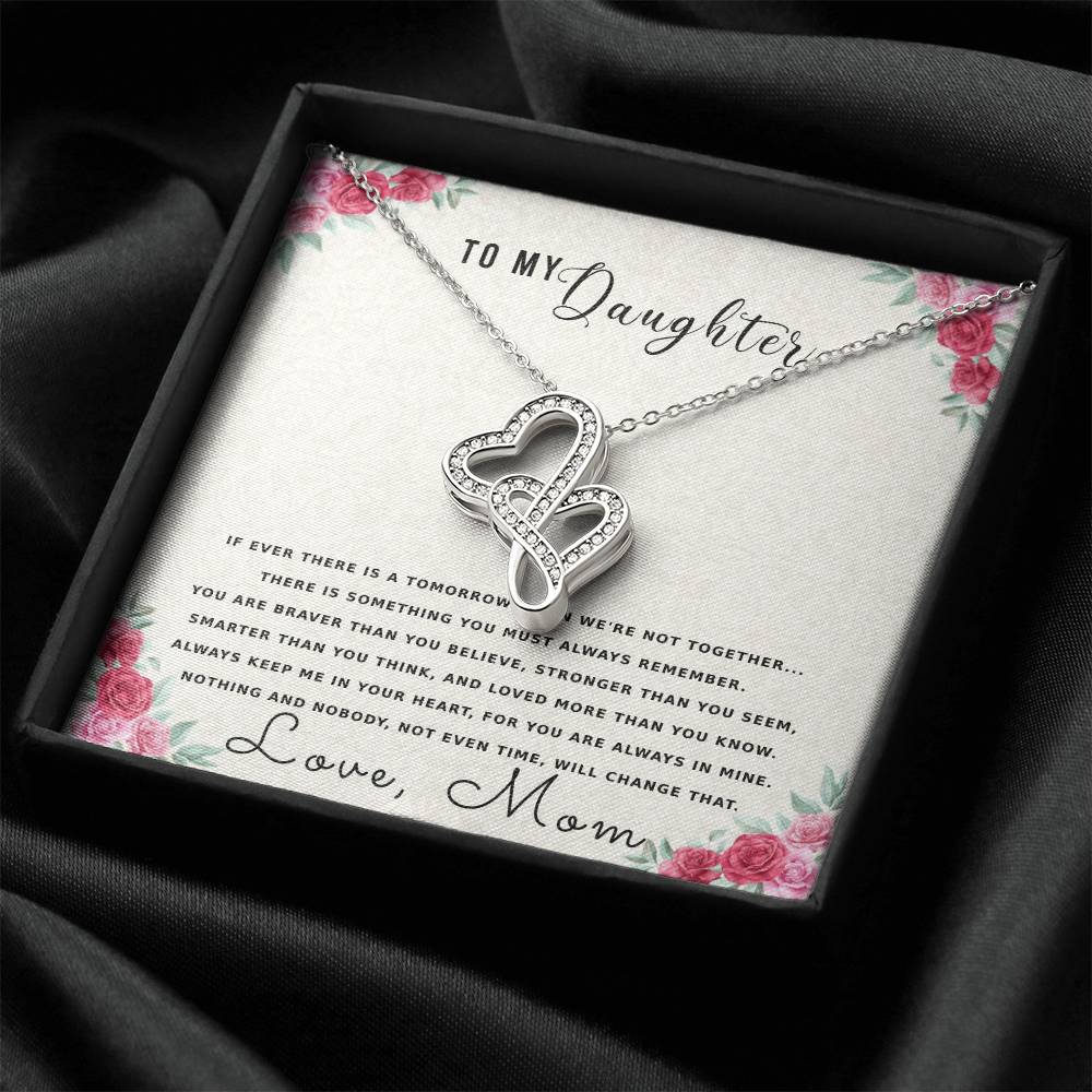 To My Daughter Necklace - Happy Mother's Day Gift For Daughter From Mom - Mother's Day Necklace For Daughter - Mom To  Double Hearts Necklace