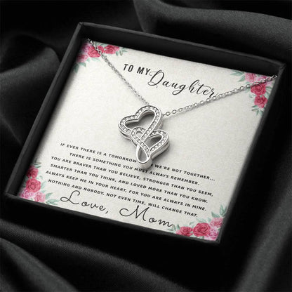 To My Daughter Necklace - Happy Mother's Day Gift For Daughter From Mom - Mother's Day Necklace For Daughter - Mom To  Double Hearts Necklace