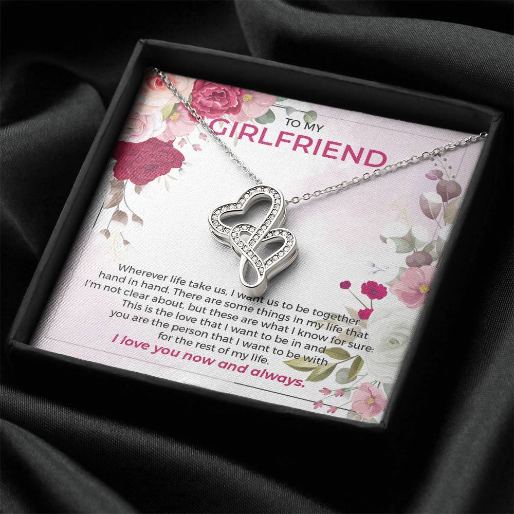 To My Girlfriend  Double Hearts Necklace