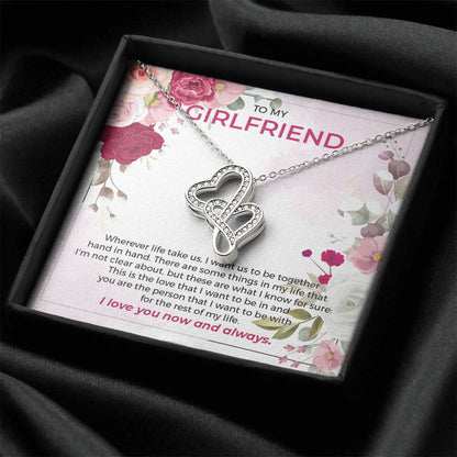To My Girlfriend  Double Hearts Necklace