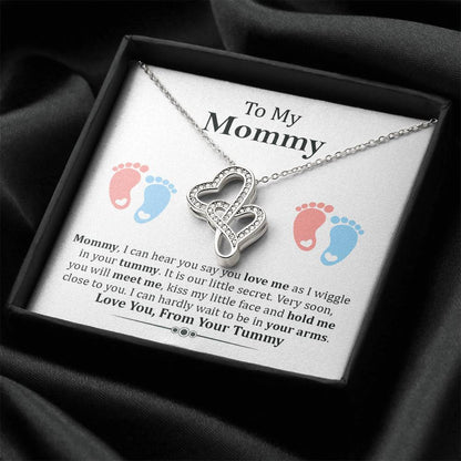 Love You From Your Tummy Double Hearts Necklace