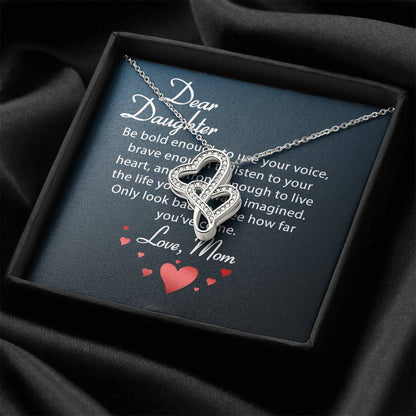 To Daughter From Dad 2 Double Heart Necklace Gift - Daughter Gift - To My Daughter Necklace From Mom - To My Daughter  Double Hearts Necklace