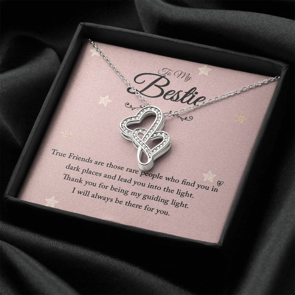 To My Bestie - I Will Always Be There For You -  Double Hearts Necklace