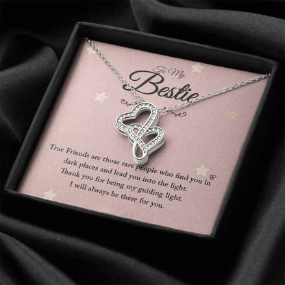 To My Bestie - I Will Always Be There For You -  Double Hearts Necklace