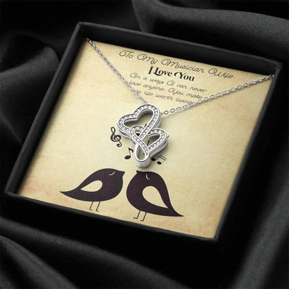 To My Musician Wife I Love You Double Hearts Necklace