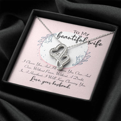 I Choose You  I Will Keep Choosing You Anniversary - Interlocking Hearts Necklace Double Hearts Necklace