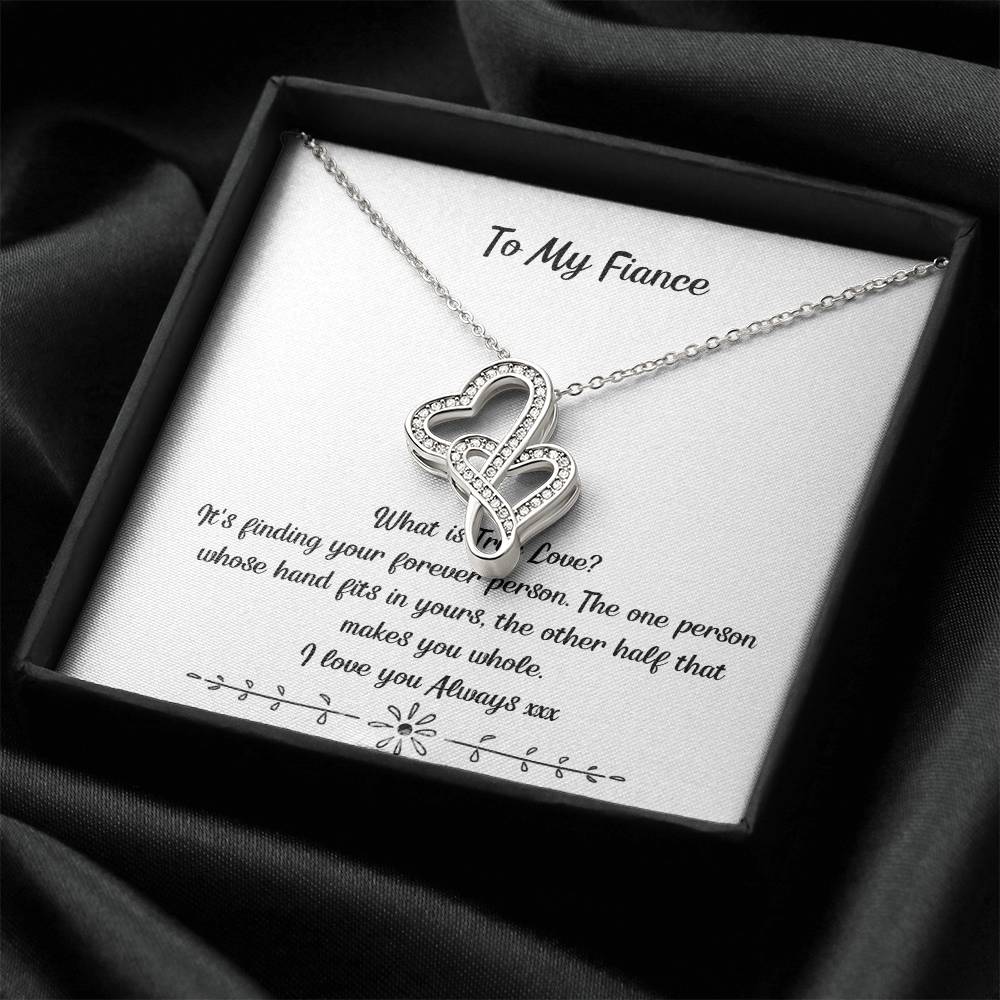 To My Fiancee Pendant Necklace Future Wife Necklace Card Engagement Gifts For Fiance Romantic Jewelry Gift For Fiance  Double Hearts Necklace