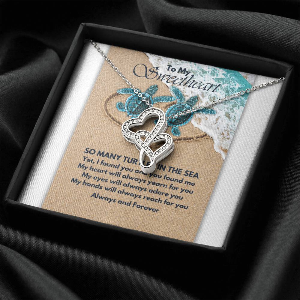 Turtle Love   Double Hearts Necklace