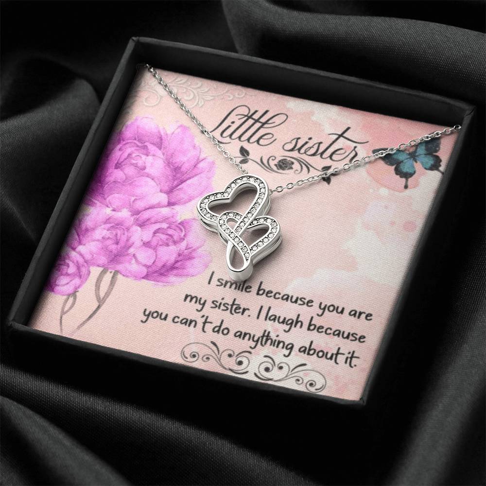 To My Little Sister Necklace Double Hearts Necklace