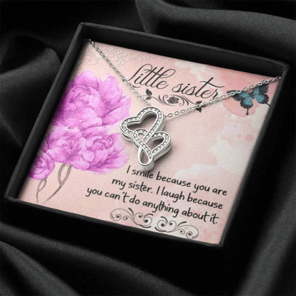 To My Little Sister Necklace Double Hearts Necklace
