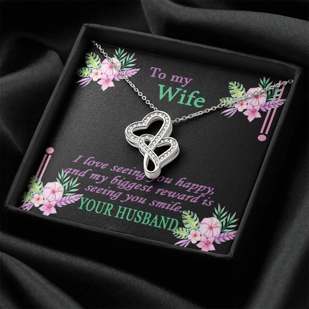 To My Wife Necklace - Anniversary Gift For Wife Birthday Gift For Wife Gift For Wife Necklace For Wife Gift For Wife B 6 Double Hearts Necklace