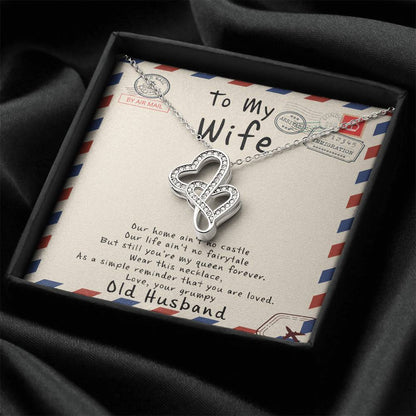 To My Wife - I Love You Message - Tmw20 Double Hearts Necklace