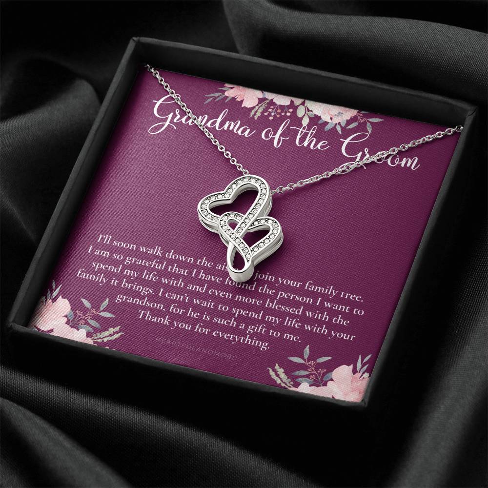 Grandmother Of The Groom Gift Necklace Grandma Wedding Gift Nana Bridal Shower Rehearsal Dinner Thank You Gift 1 Double Hearts Necklace