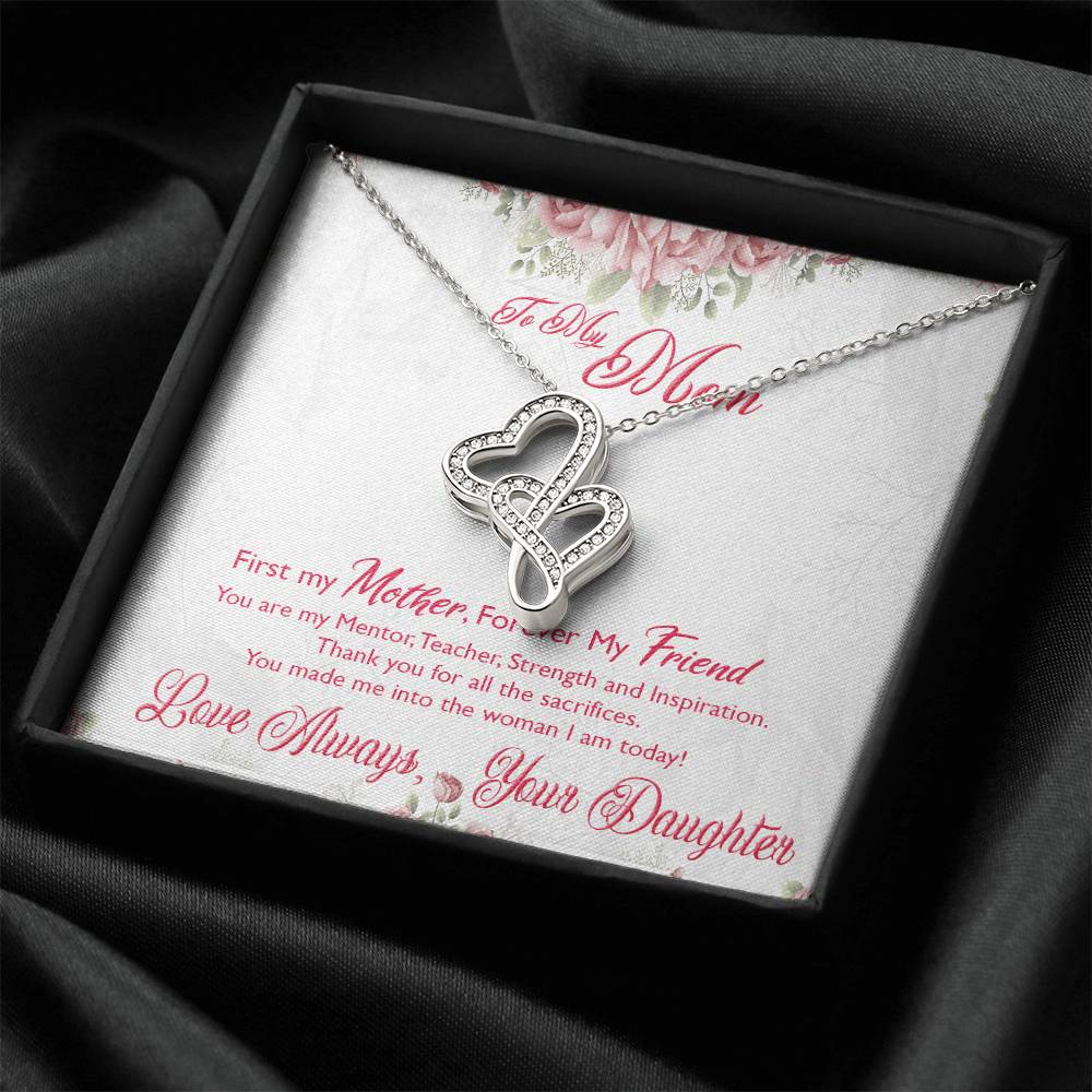 My Mother My Friend Entwined Hearts Necklace Double Hearts Necklace
