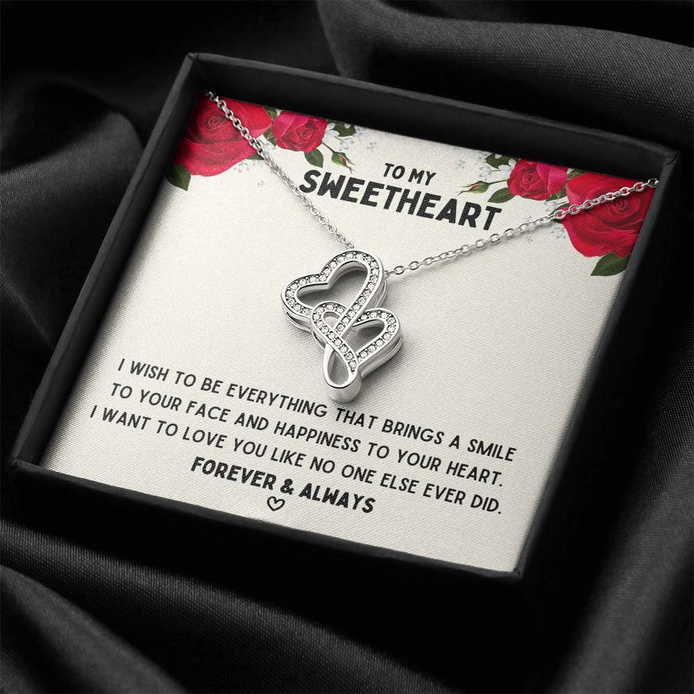 To My Sweetheart - Love You More Than Anyone - Double Heart Necklace Double Hearts Necklace