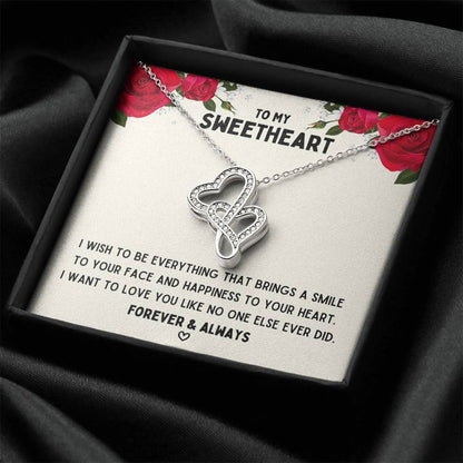 To My Sweetheart - Love You More Than Anyone - Double Heart Necklace Double Hearts Necklace