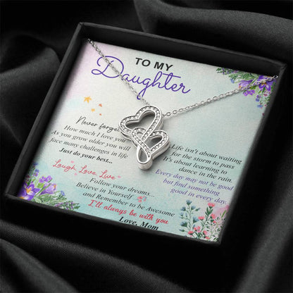 To My Daughter -  5 Double Hearts Necklace