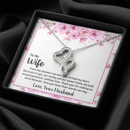 To My Wife -  2 Double Hearts Necklace