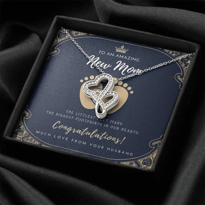 Gift For Pregnant Wife  Mom To Be Gift  New Mommy Necklace  To Mommy To Be  New Mom Jewelry    B Double Hearts Necklace