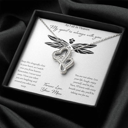 As I Sit In Heaven My Spirit Is Always With You - Mom Double Hearts Necklace