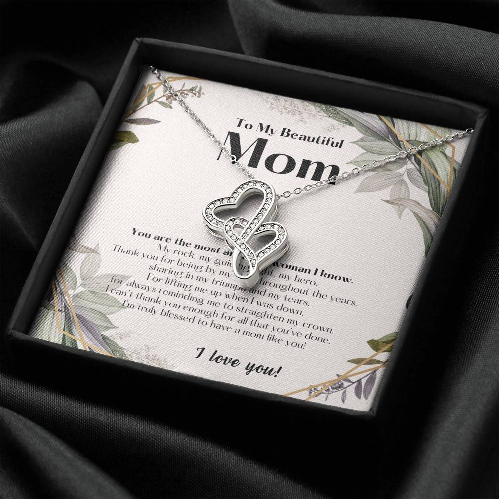 To My Beautiful Mom Necklace  To My Badass Mom Necklace  Badass Mom Gift  Mother’S Day Gift  Birthday Gift  Gift From  1 Double Hearts Necklace
