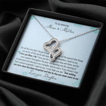 Nurse Mom Gift Double Heart Necklace Gift For Nurse Mother Double Hearts Necklace