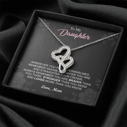 To My Daughter Necklace - Mom To Daughter Double Heart Necklace Gift - Mom And Daughter Always Remember Gift From Mom  6 Double Hearts Necklace