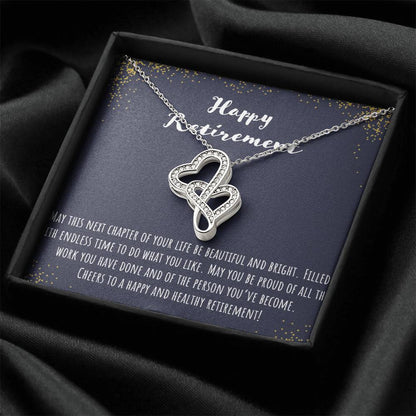 Happy Retirement Double Hearts Necklace