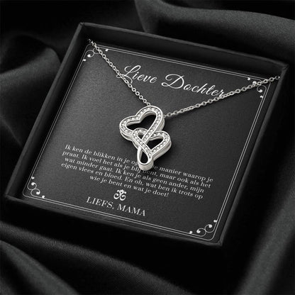 Sweetest Hearts Necklace Pendant My Daughter Gift From Mom Birthday Gift For Daughter Present For Daughter To My Daugh Double Hearts Necklace