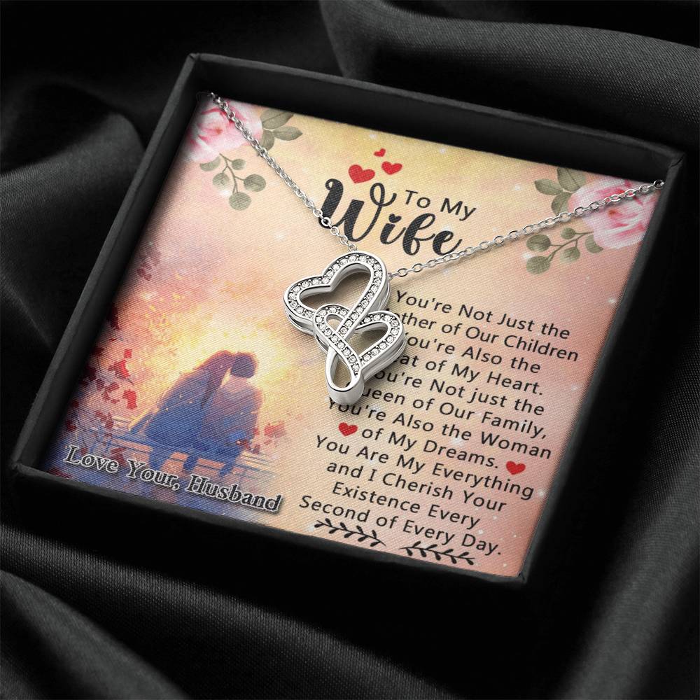 Gift For Wife Wife Necklace Wife Wife Gift Wife Jewellery Gift For Her  Anniversary Gift Wedding Double Hearts Necklace