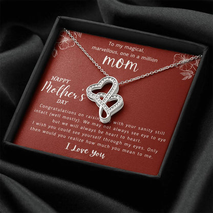 To My Magical Marvellous One In A Million Mom - Perfect Gift For Mother - Love Knot Necklace - Happy Mothers Day Gifts Double Hearts Necklace
