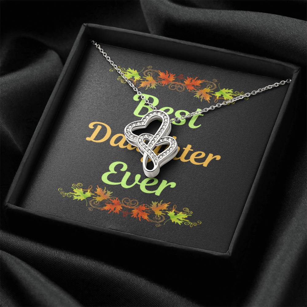 Best Daughter Ever Double Hearts Necklace
